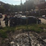 У Івано-Франківську масштабна ДТП - від сильного удару автомобіль опинився на даху: фото, відео