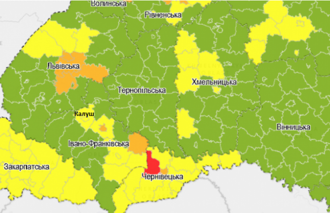 Одне із прикарпатських міст зарахували до “жовтої” зони