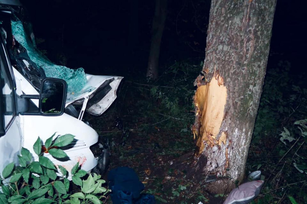 На Коломийщині автівка посеред ночі вилетіла з дороги та врізалась у дерево: є постраждалі ФОТО
