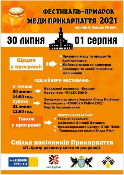 У Франківську відбудеться фестиваль-ярмарок “Меди Прикарпаття 2021"