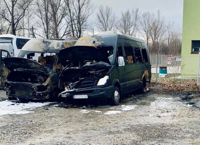 Підпал чи самозаймання? У поліції розповіли деталі пожежі п’ятьох мікроавтобусів на Франківщині ФОТО