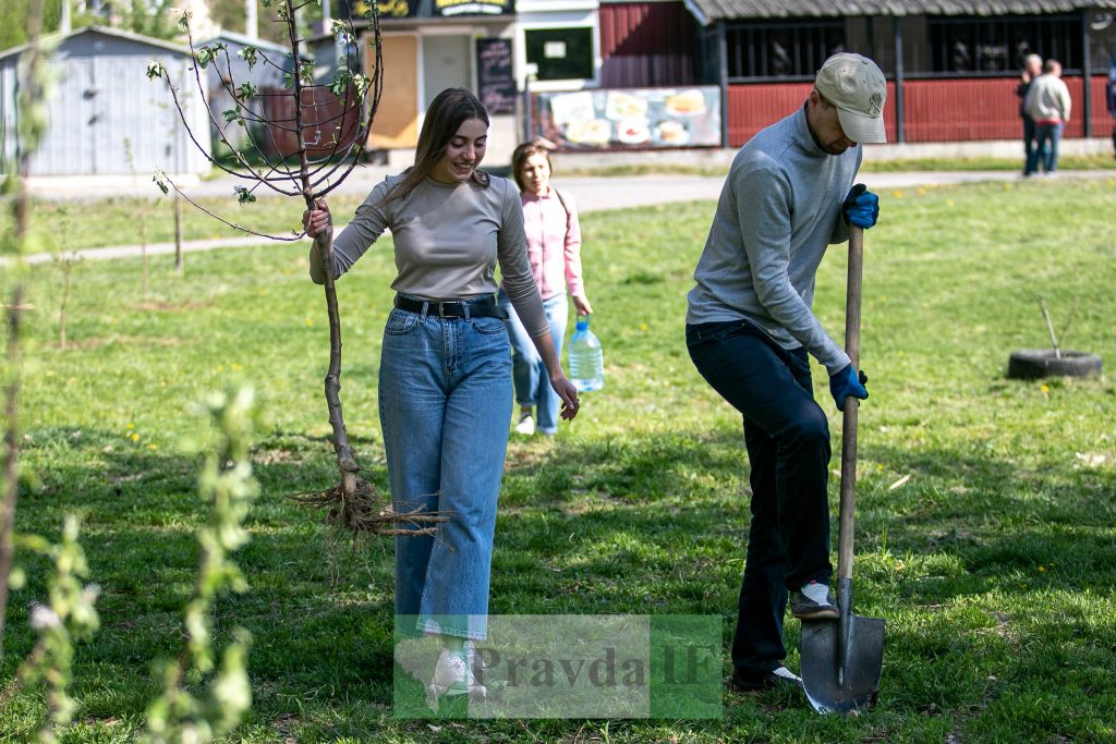 У Франківську висадили яблуні,яблуневий сад Перемоги,висадка яблунь в парку Молодіжний