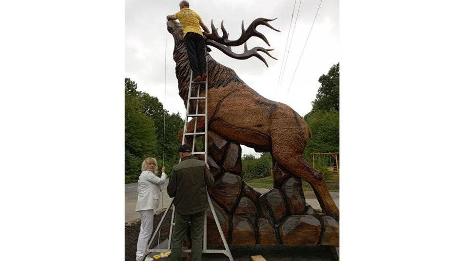 Майстер-рекордсмен з Франківщини вирізав бензопилою найбільшу скульптуру із дерева в Україні