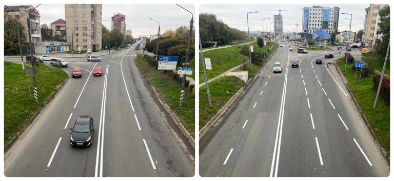 У Франківську оновили розмітку під пасічнянським мостом