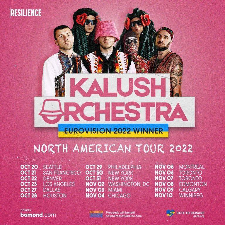 Kalush Orchestra вирушає в тур до США та Канади, аби зібрати кошти для допомоги Україні