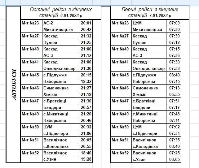 Розклад руху комунального транспорту Франківська на Різдво: як курсуватимуть