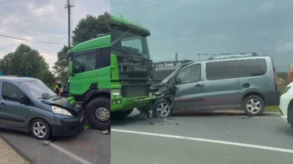 На Калущині зіштовхнулися вантажівка і мікроавтобус