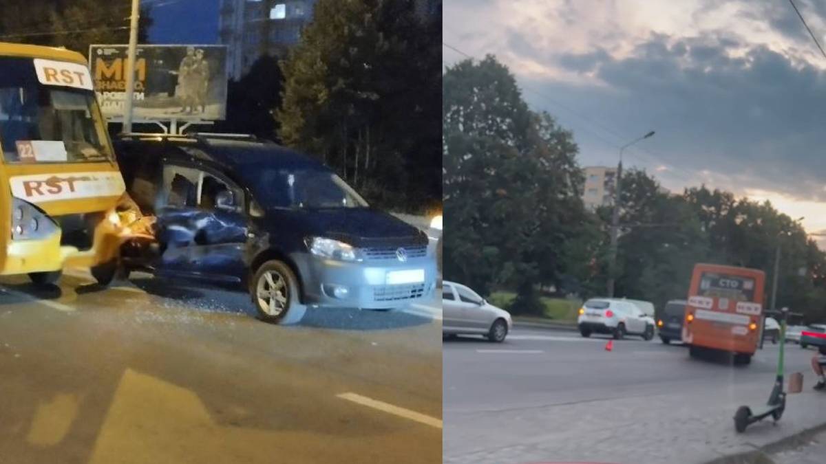 У Франківську на Галицькій маршрутка врізалася у авто