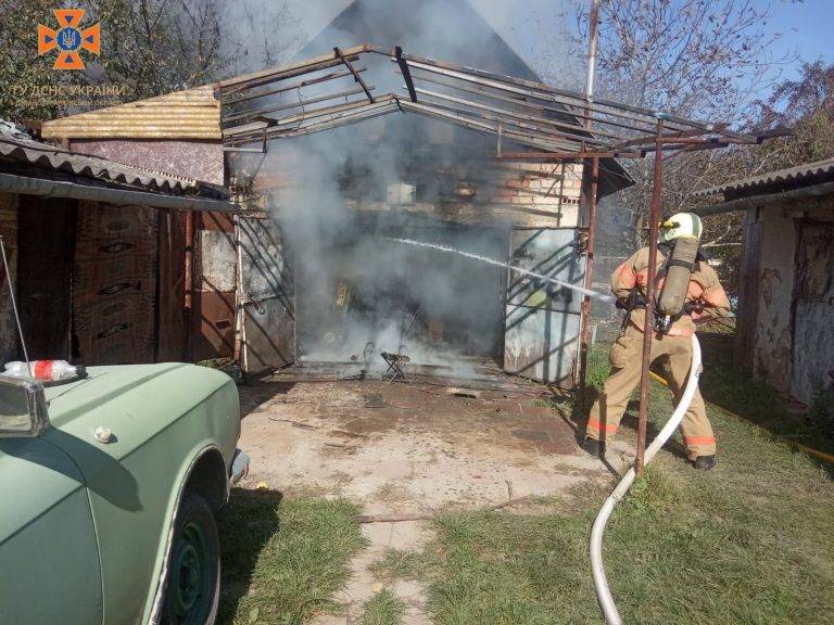 У Коломиї загорівся гараж з автомобілем усередині