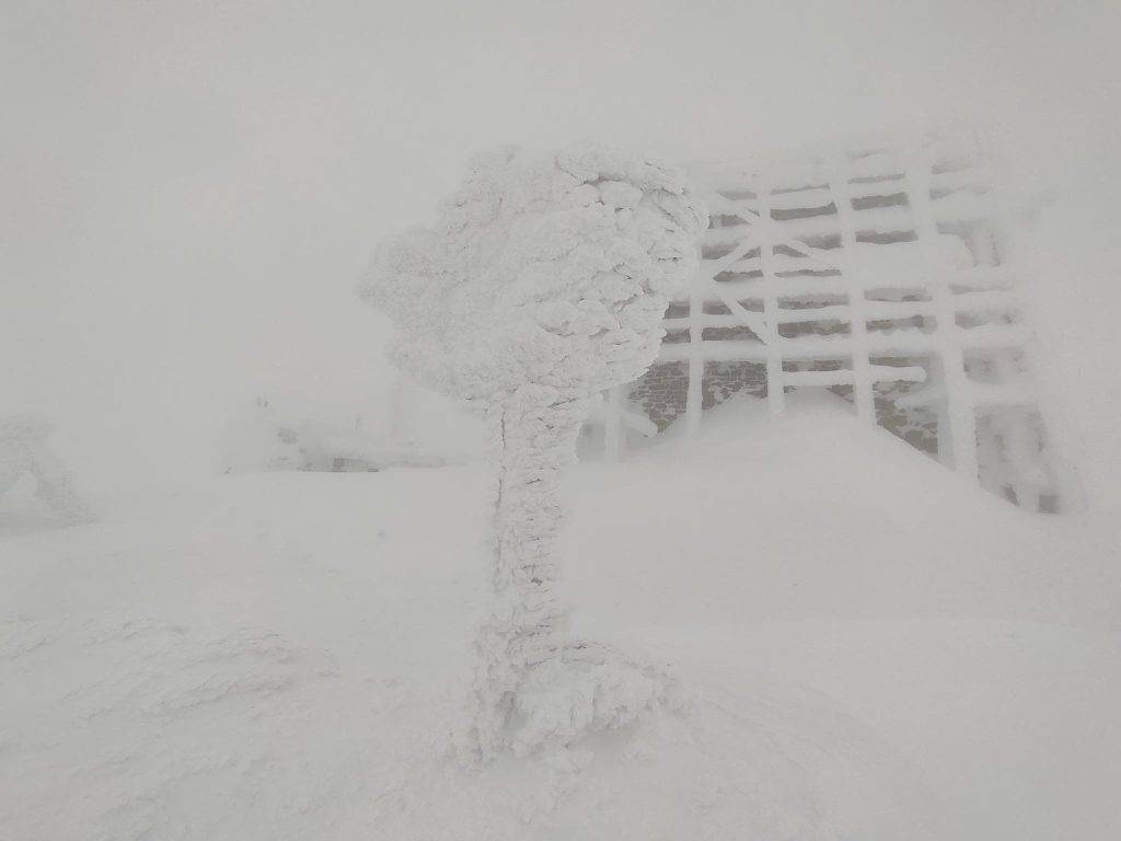 На горі Піп Іван у Карпатах туман і 10-градусний мороз