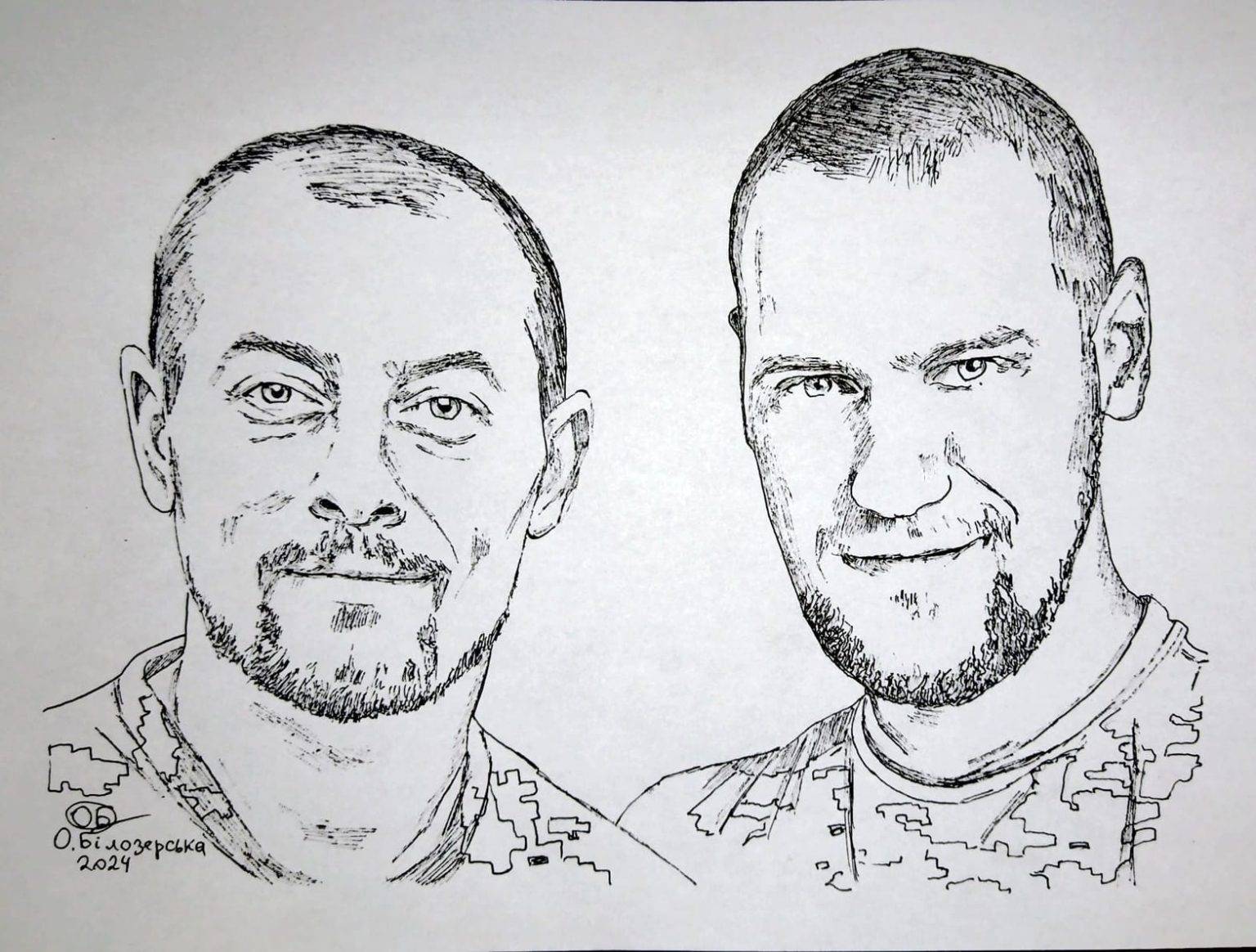 Військова Олена Білозерська намалювала двох прикарпатських героїв, які загинули в одному бою