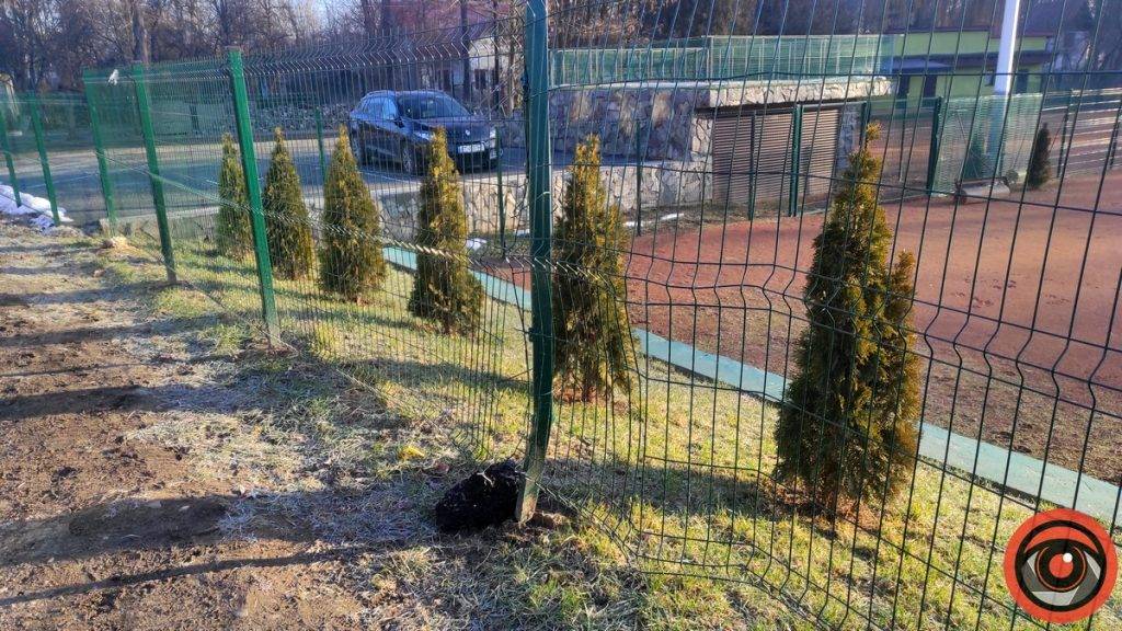 Молодики в Коломиї протаранили нову огорожу кортів. ФОТО
