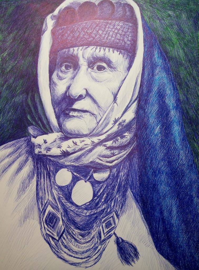 Мисткиня з Херсона в окупації створює кульковою ручкою портрети гуцулів