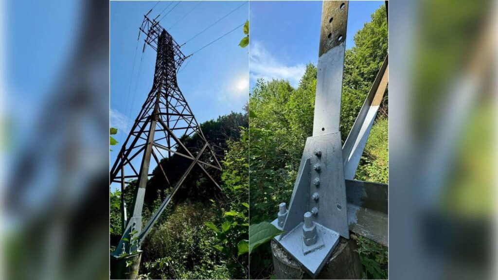 На Прикарпатті невідомі поцупили конструкції, які підтримують 28-метрову електроопору. ФОТО