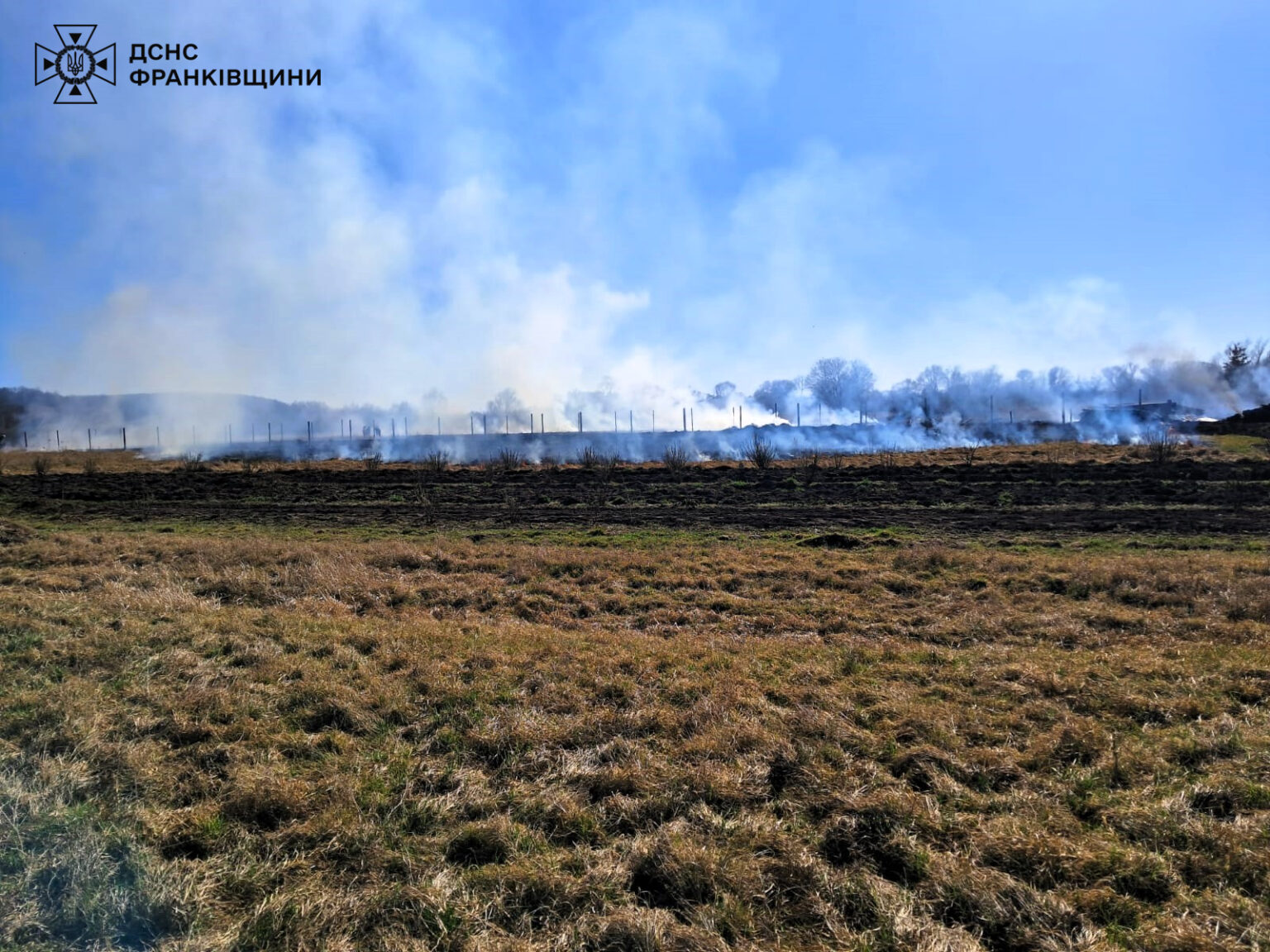 Пожежа на полі в Івано-Франківській області.