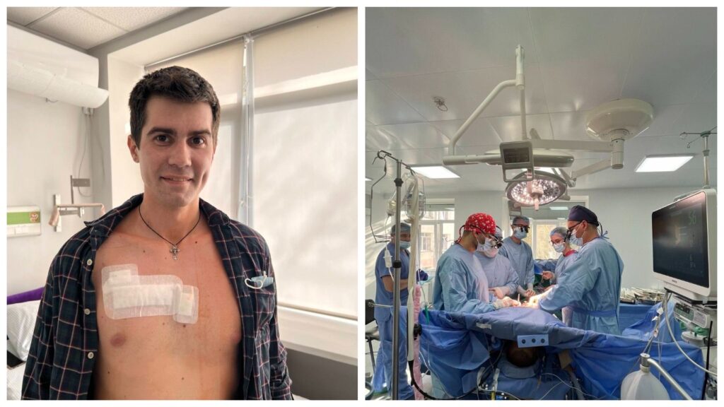 Пацієнт після операції, лікарі в операційній