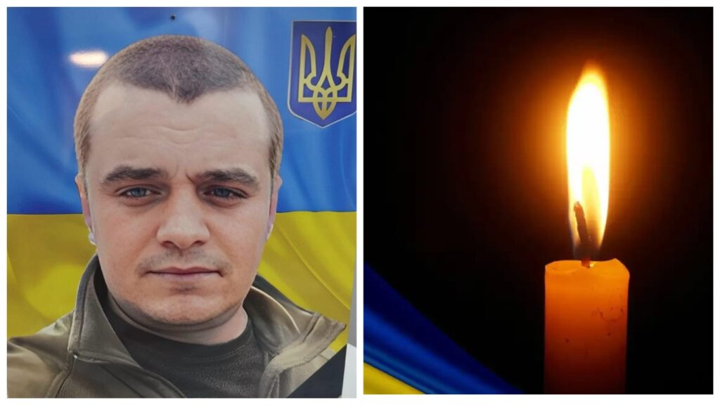 Портрет військового України та запалена свічка