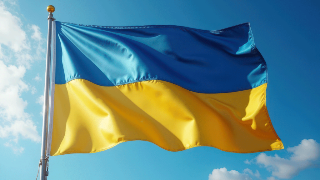 Прапор України на фоні неба