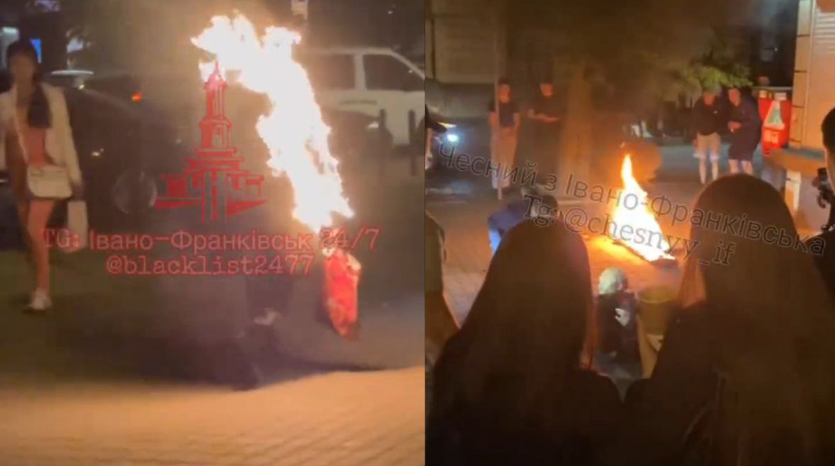 У центрі Івано-Франківська горів чоловік ВІДЕО