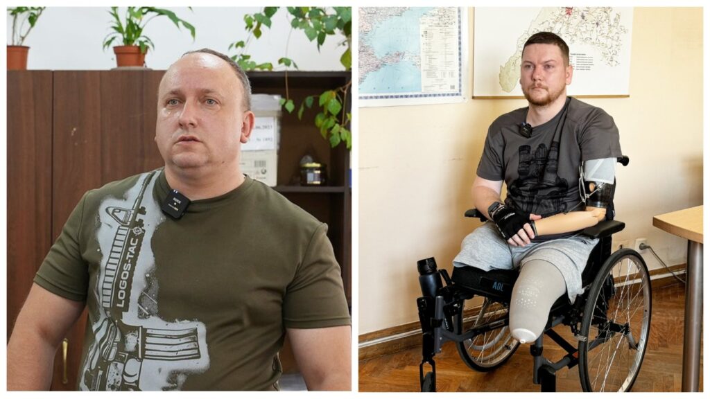 Двоє чоловіків, один на візку у кабінеті.