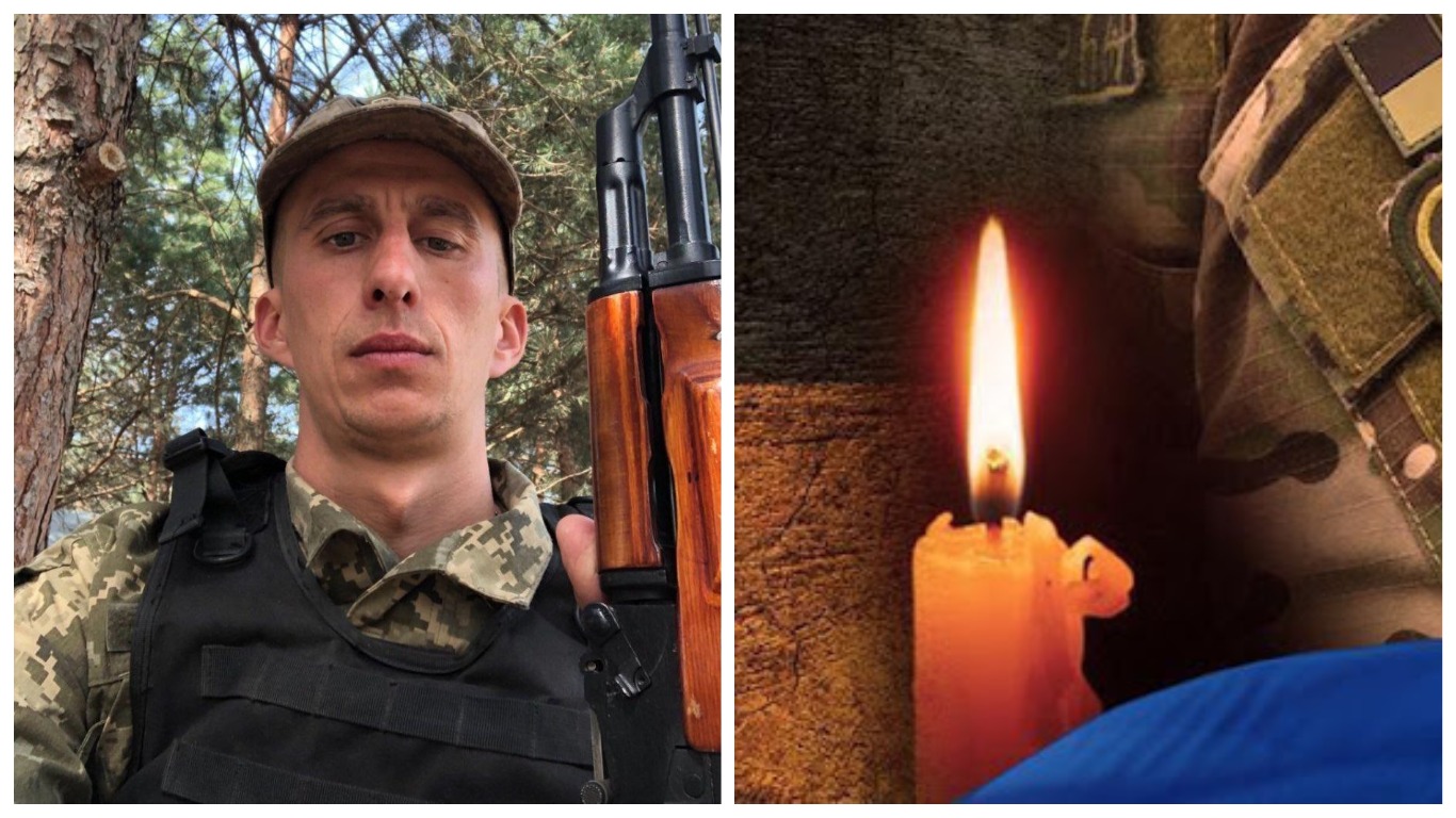 Військовий з гвинтівкою та запалена свічка.