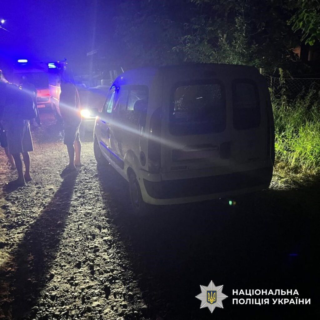 Нічна поліцейська перевірка автомобіля на дорозі.