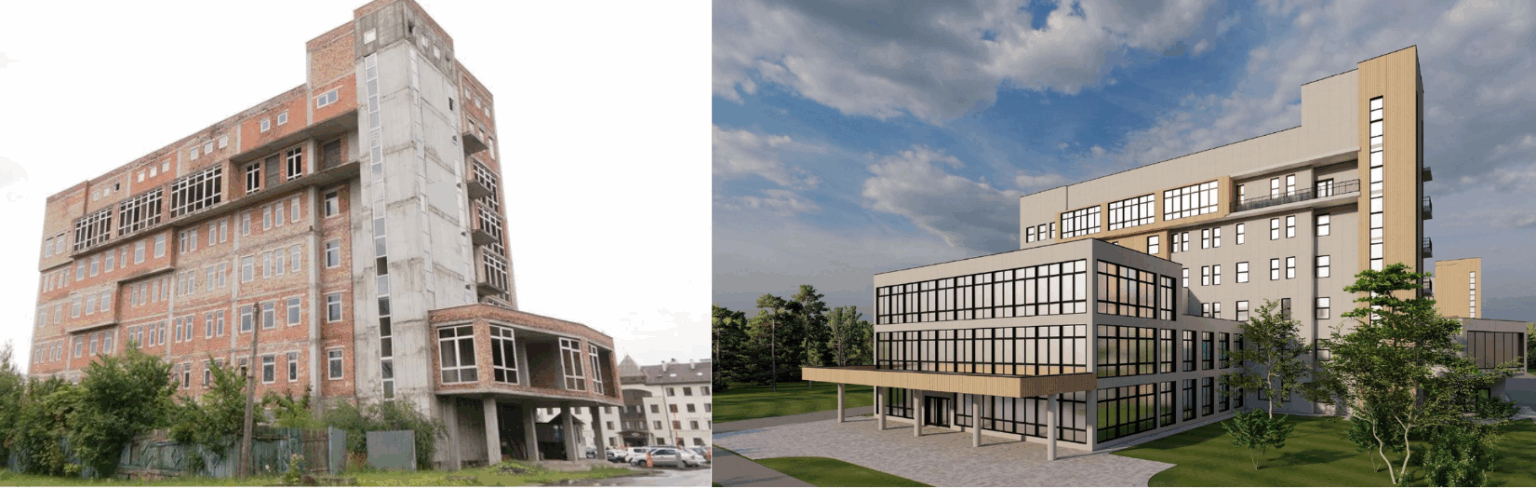 Старий і новий дизайн будівлі порівняння