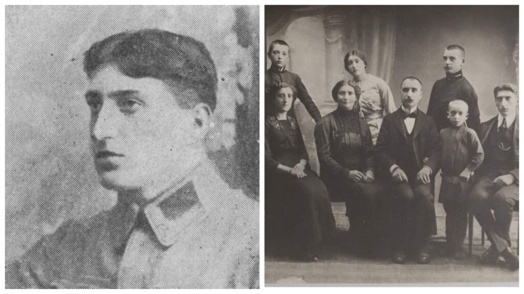 Старі чорно-білі портрети чоловіка та родини.