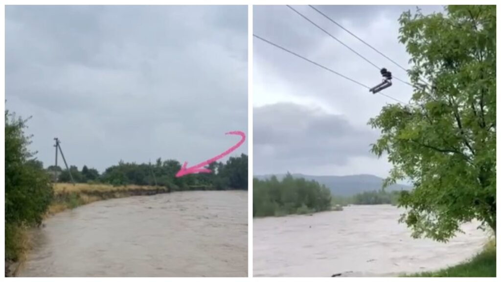 Повінь в селі, вода затопила берег