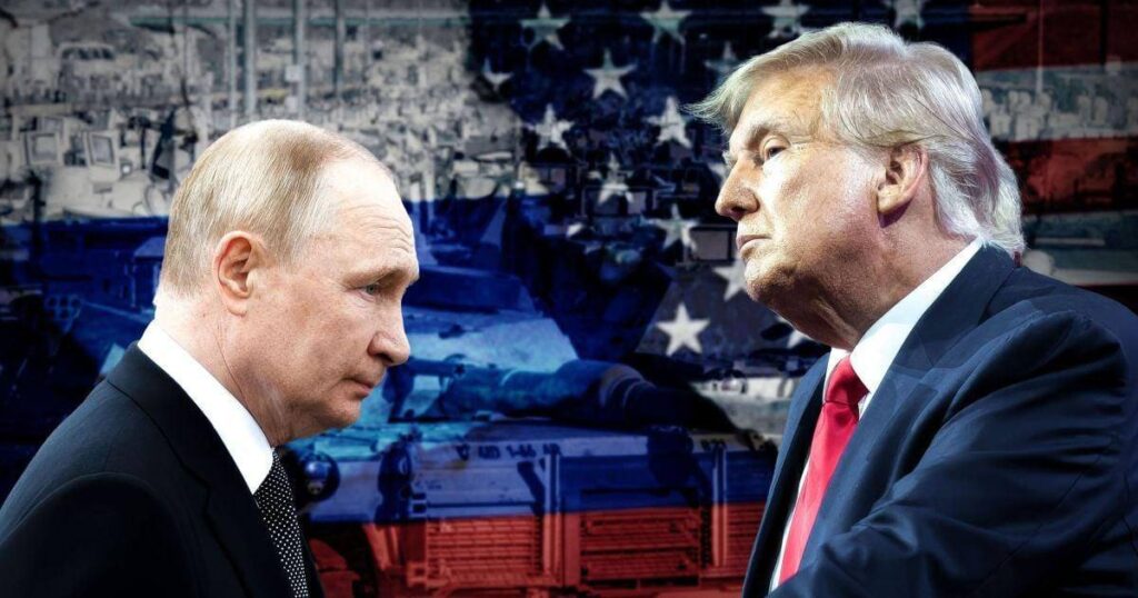 Політична зустріч на тлі національних прапорів