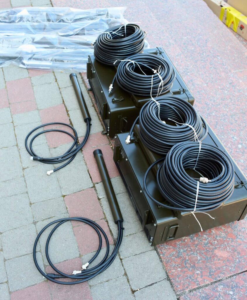 Скручені кабелі на коробках з роз'ємами