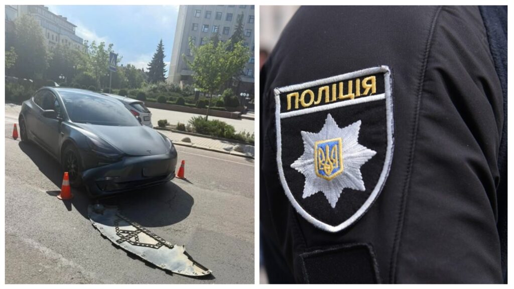 Поліцейська машина на дорозі, знак поліції