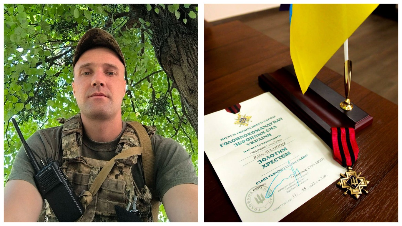 Військовий отримує нагороду Золотий Хрест України