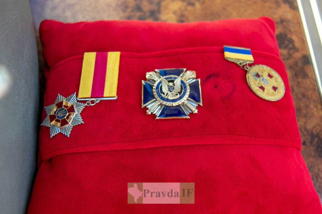 Нагороди на червоній оксамитовій подушці