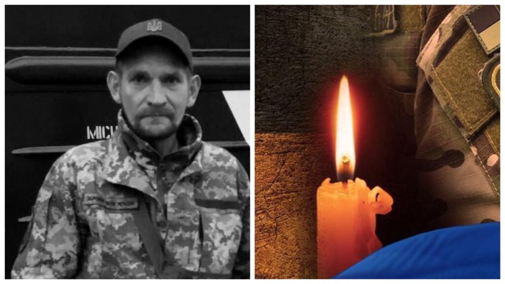 Військовий в камуфляжі біля запаленої свічки