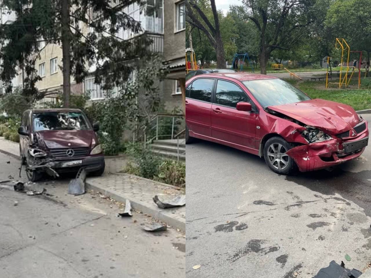 Автомобільна аварія на вулиці, пошкоджені машини.
