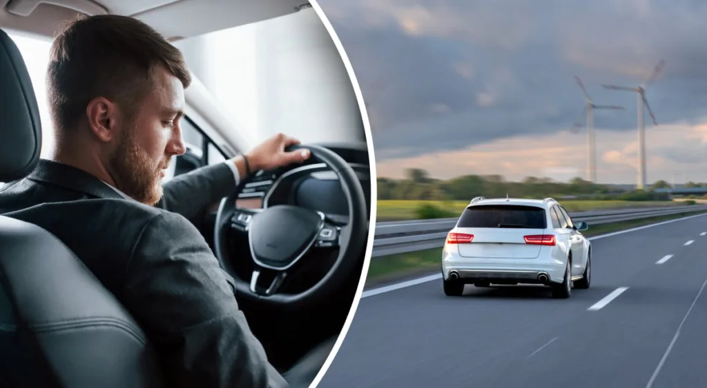 Водій керує авто на шосе