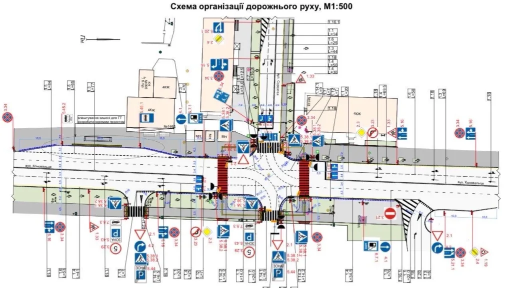 Схема організації дорожнього руху перехрестя міста