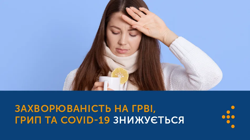 Жінка з гарячкою та чашкою чаю з лимоном