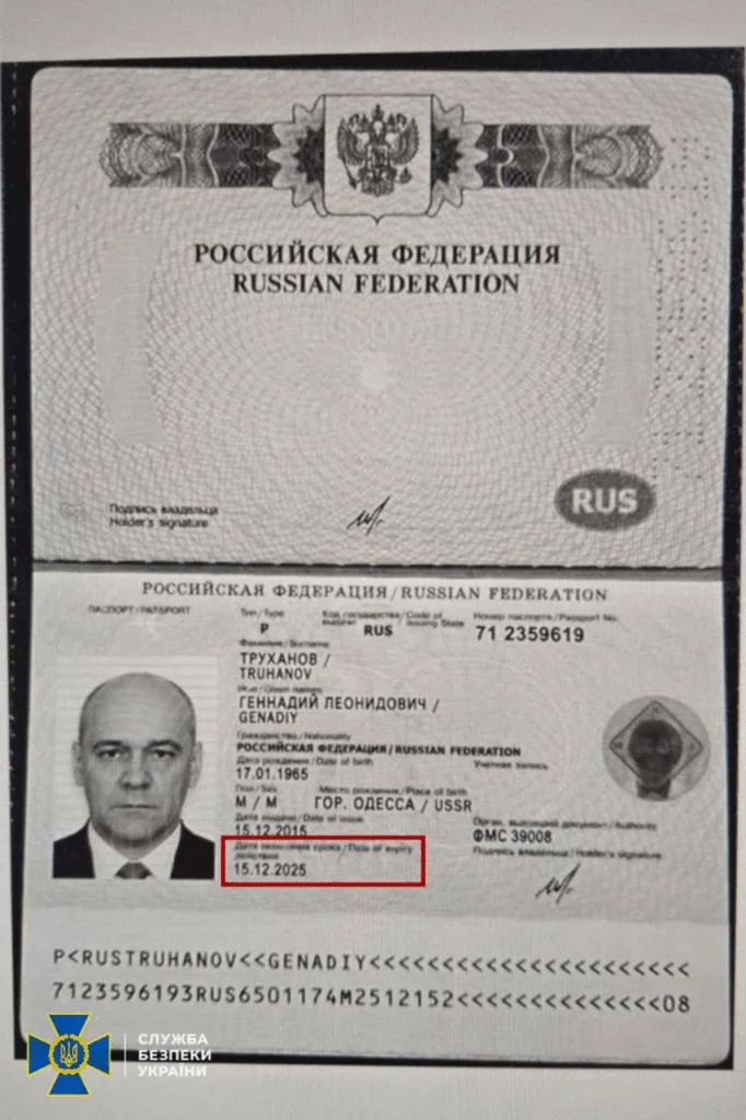 Російський паспорт з особистими даними та фото