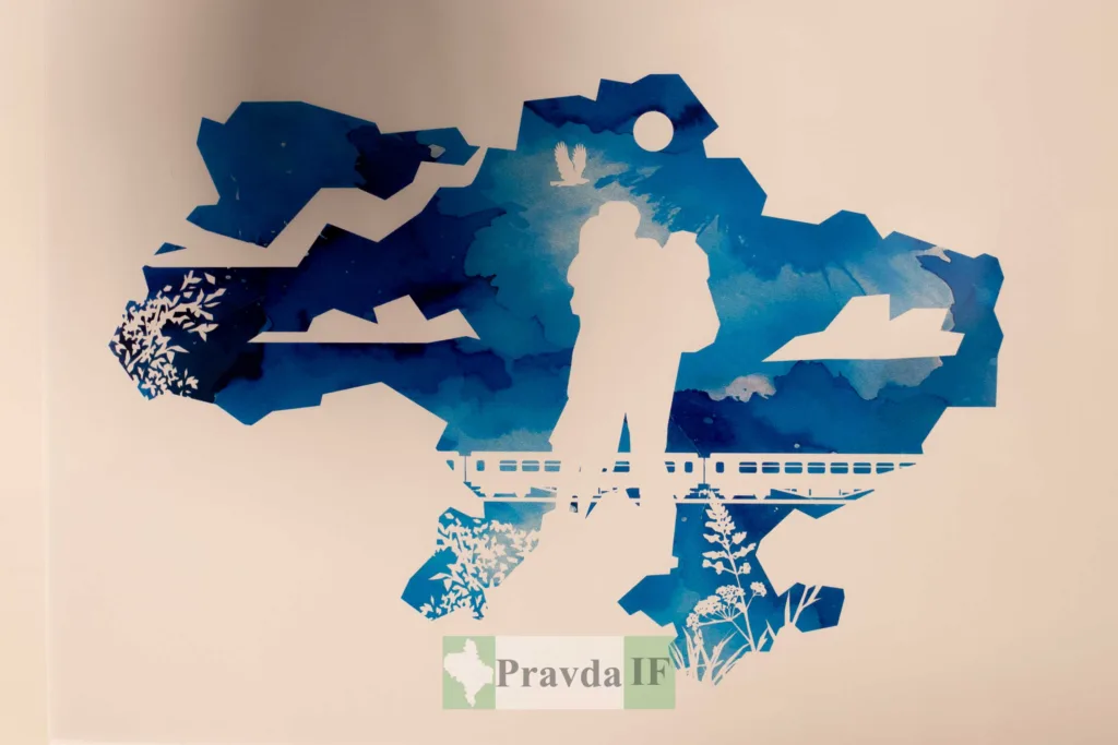 Силует пари на фоні карти України