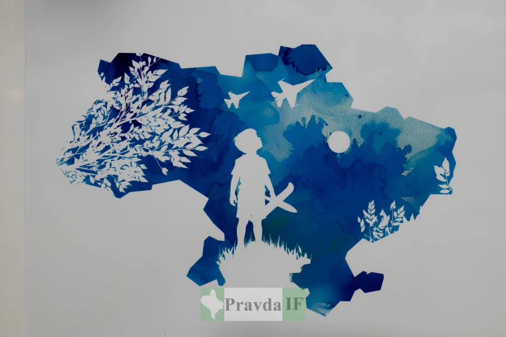 Дитина з літачком на тлі карти України