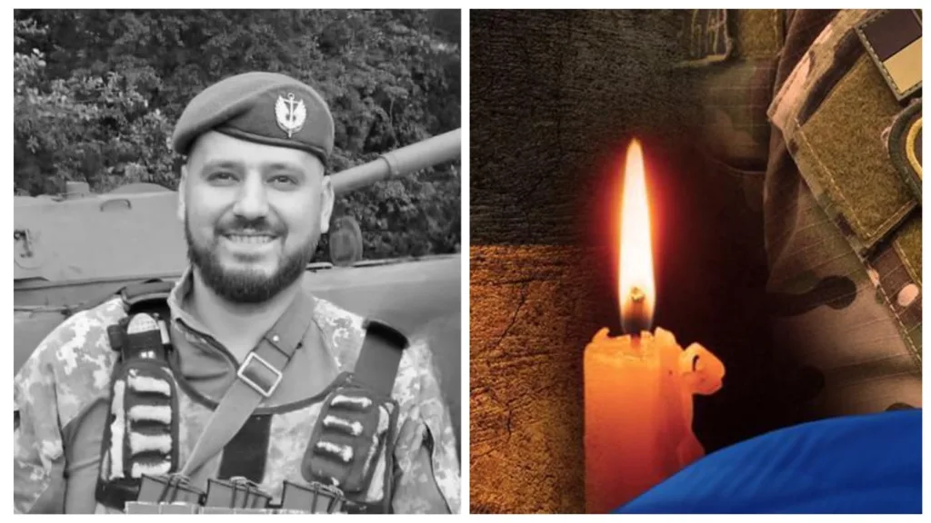 Солдат з танком і свічка пам'яті України