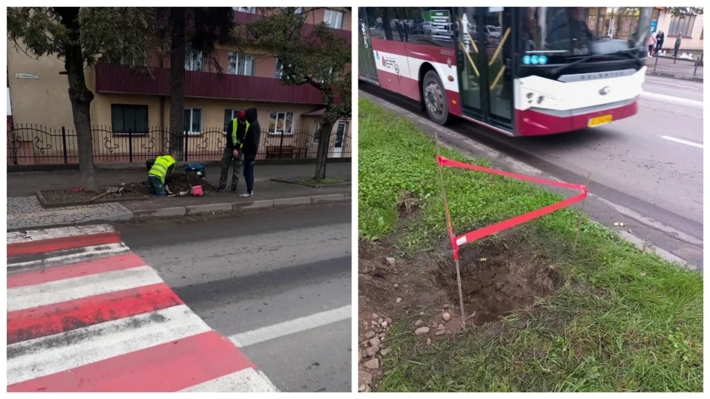 Ремонт дороги біля пішохідного переходу та автобусної зупинки