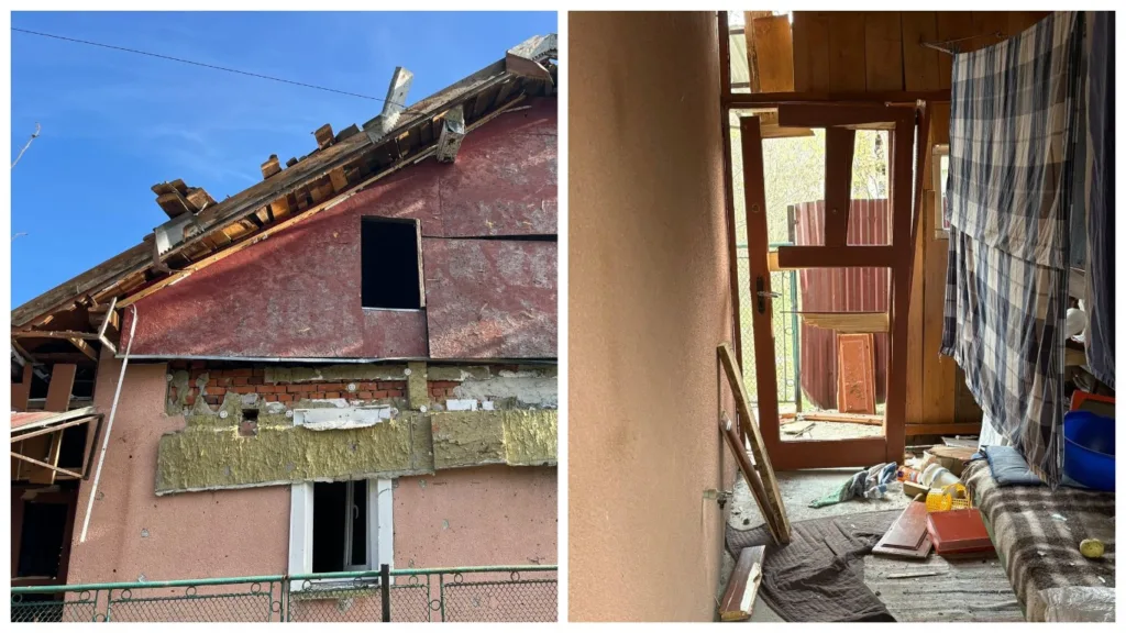 Пошкоджений будинок із зруйнованими стінами та дахом