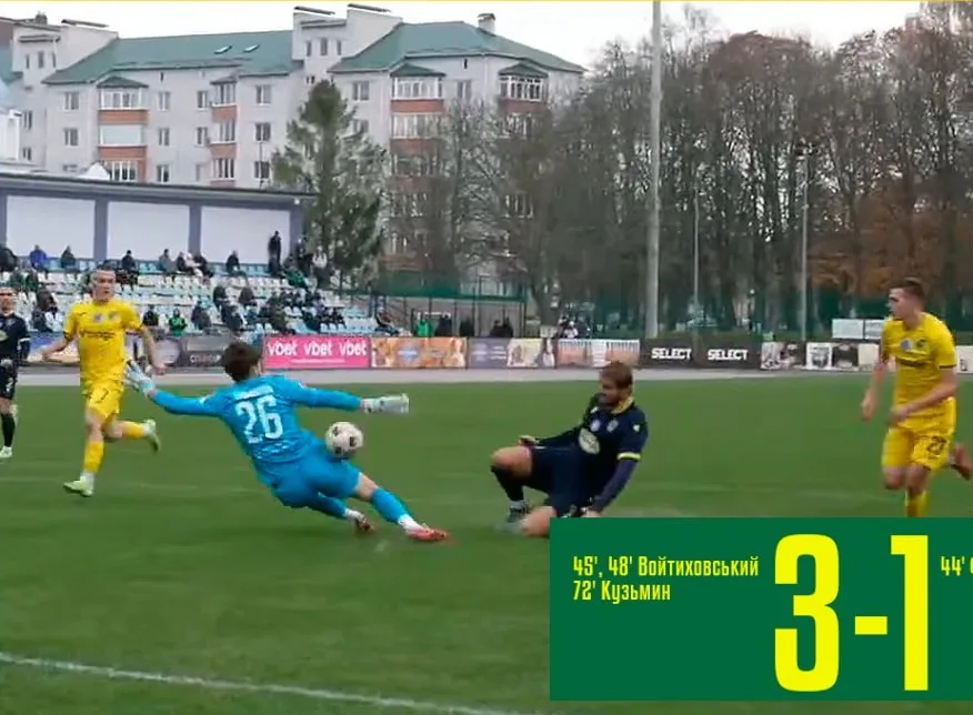 Футбольний матч завершується рахунком 3-1