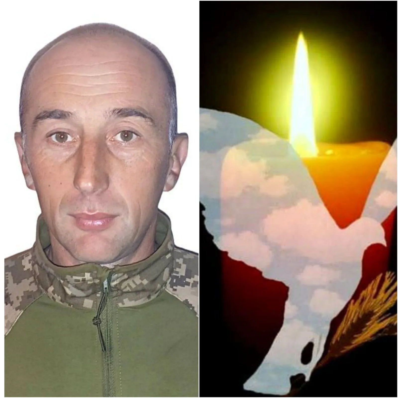 Військовий чоловік і палаюча свічка пам’яті