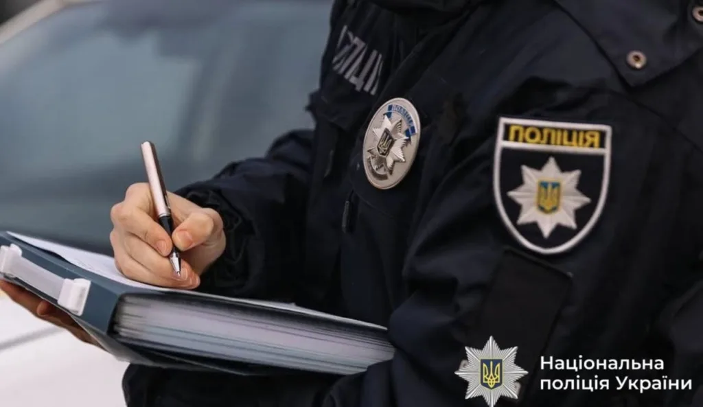Офіцер поліції України заповнює документи