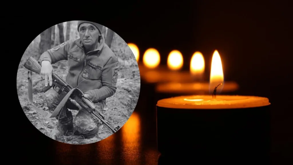 Пам’ять загиблого українського військового зі свічками