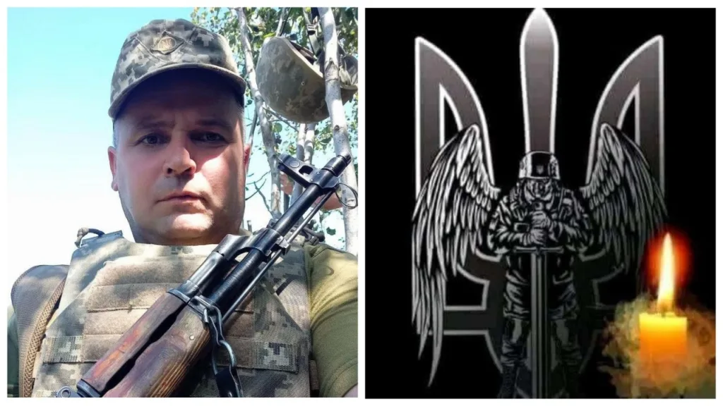 Український військовий та символ скорботи за загиблим героєм